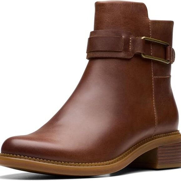 Clarks Women's Leather Maye Bella Ankle Boot Size 7M - Picture 1 of 6